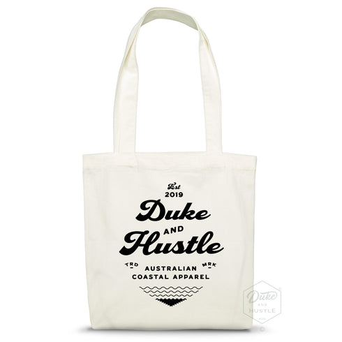 The Type Rider, our graphic type tote, natural colour premium Australian Cotton